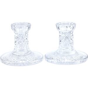 Cristal d'Arques Crystal Eventail Candlestick Holders 3"x4.25" [Set of 2]